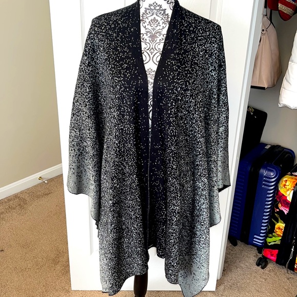 Calvin Klein Metallic Ombre Poncho Shawl Sweater - Picture 7 of 12